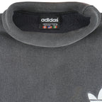 Adidas - ฺBlack Embroidered Turtleneck Sweatshirt 1990s X-Large Vintage Retro