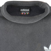 Adidas - ฺBlack Embroidered Turtleneck Sweatshirt 1990s X-Large Vintage Retro