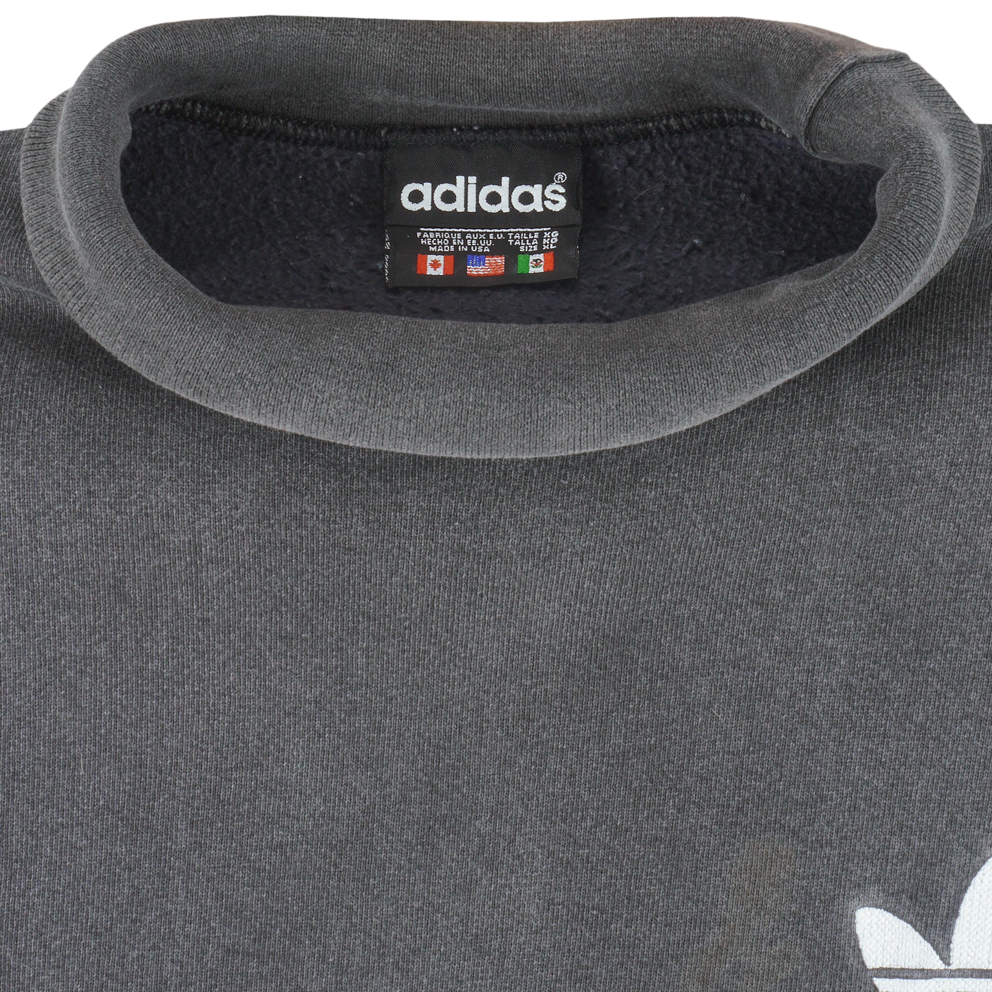 Adidas - ฺBlack Embroidered Turtleneck Sweatshirt 1990s X-Large Vintage Retro