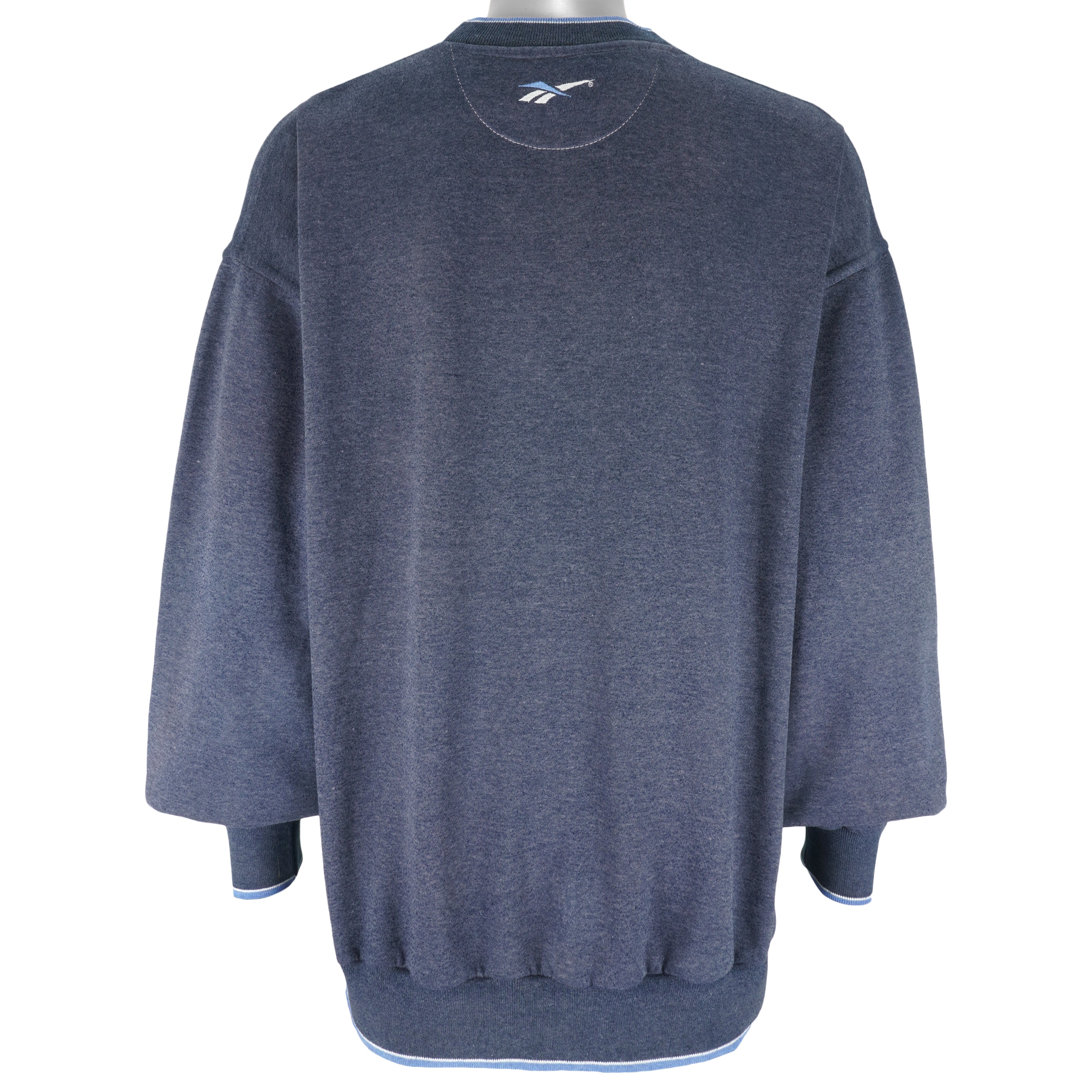 Reebok - Grey Embroidered  Big Logo Crew Neck Sweatshirt 1990s X-Large Vintage Retro