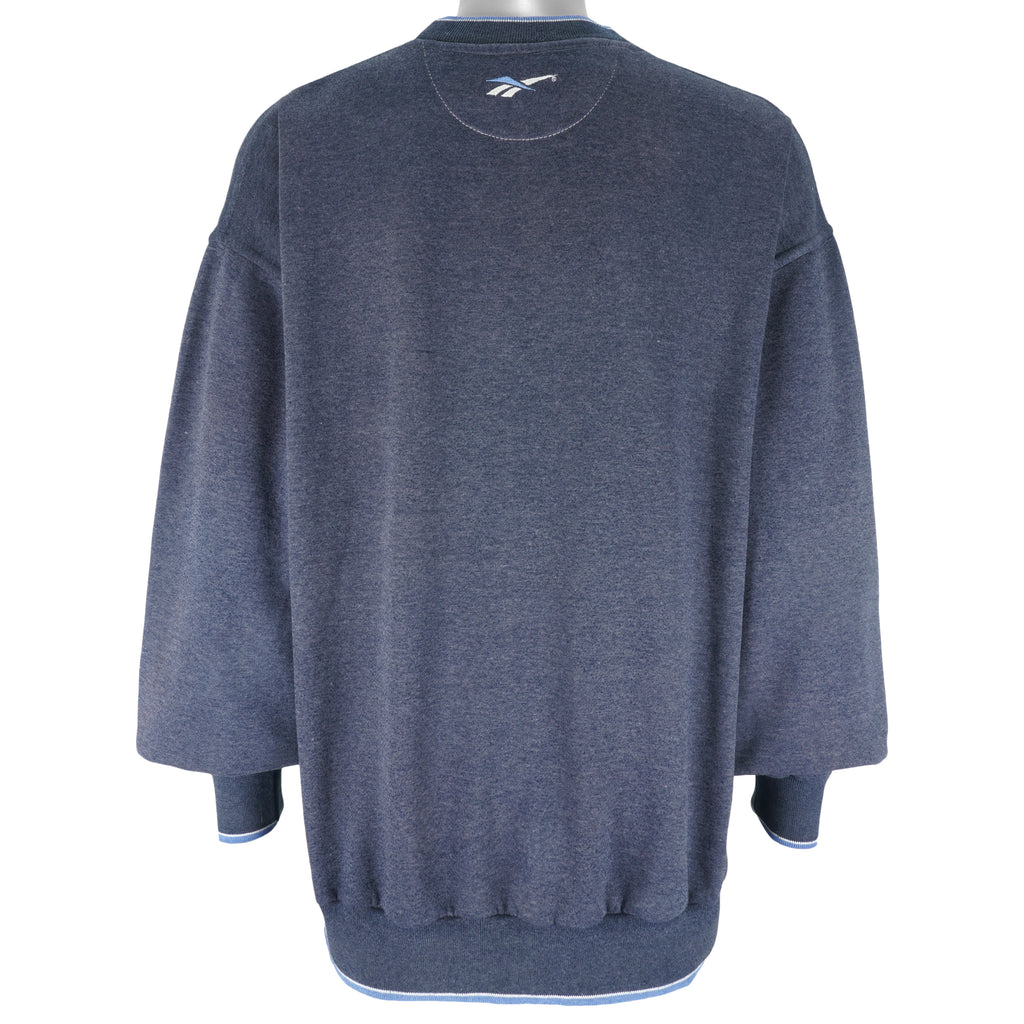 Reebok - Grey Embroidered  Big Logo Crew Neck Sweatshirt 1990s X-Large Vintage Retro