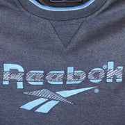 Reebok - Grey Embroidered  Big Logo Crew Neck Sweatshirt 1990s X-Large Vintage Retro