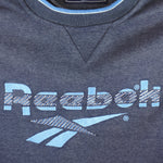 Reebok - Grey Embroidered  Big Logo Crew Neck Sweatshirt 1990s X-Large Vintage Retro