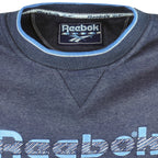 Reebok - Grey Embroidered Big Logo Crew Neck Sweatshirt 1990s X-Large Vintage Retro