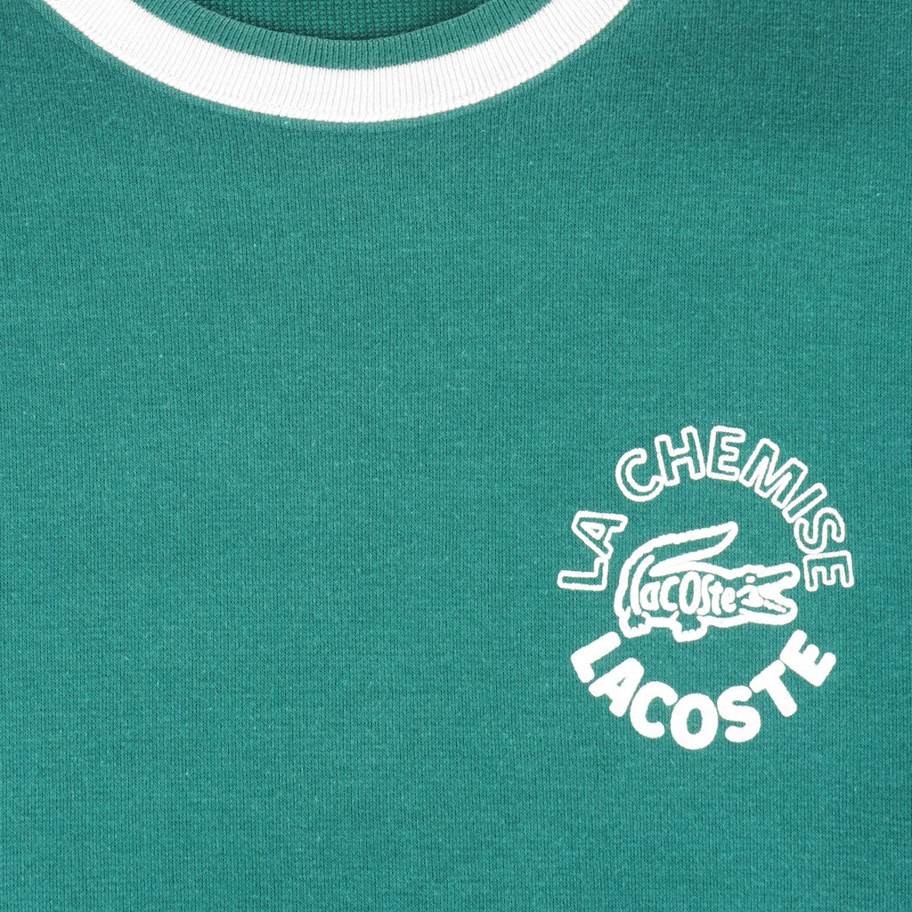 Lacoste - Green Big Logo Crew Neck Sweatshirt 1990s Medium Vintage Retro