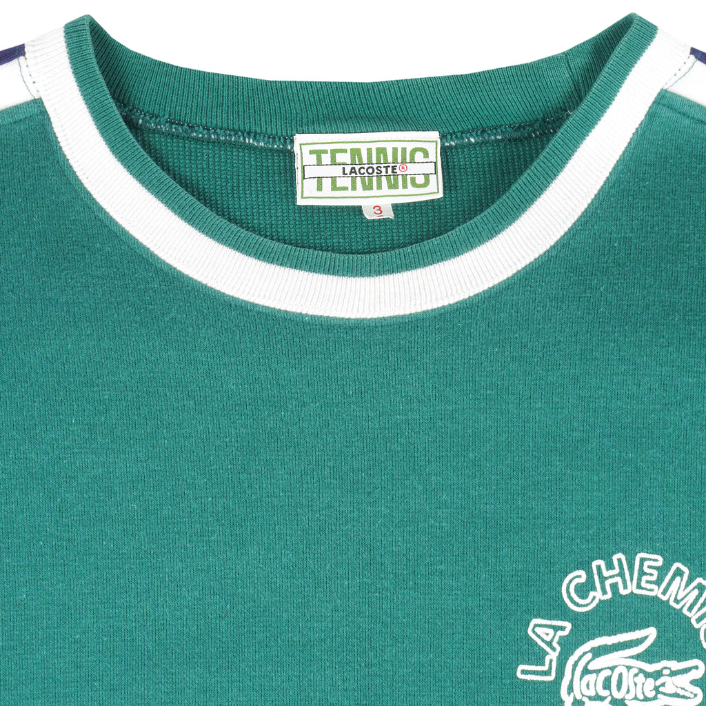 Lacoste - Green Big Logo Crew Neck Sweatshirt 1990s Medium Vintage Retro