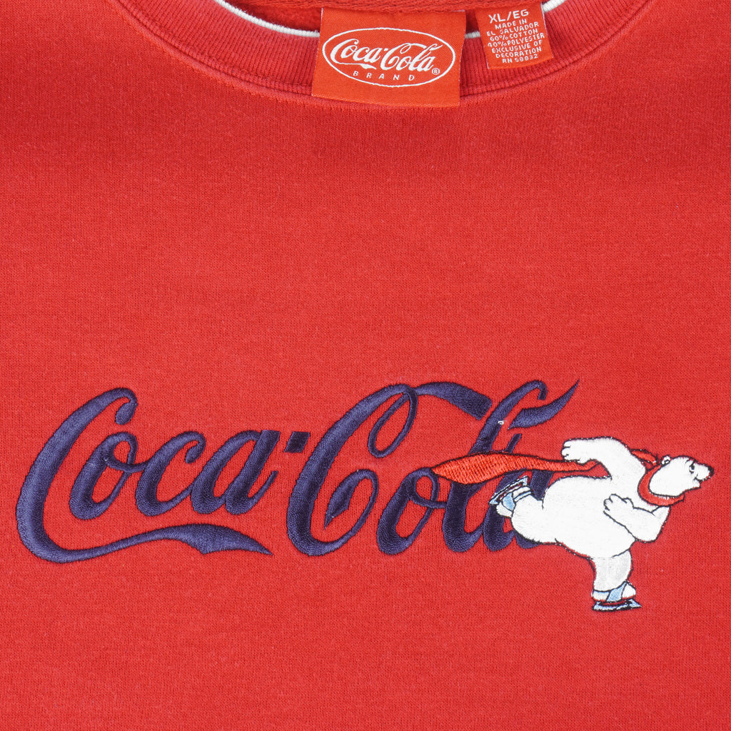 Vintage - Coca-Cola Embroidered Crew Neck Sweatshirt 1990s X-Large Vintage Retro