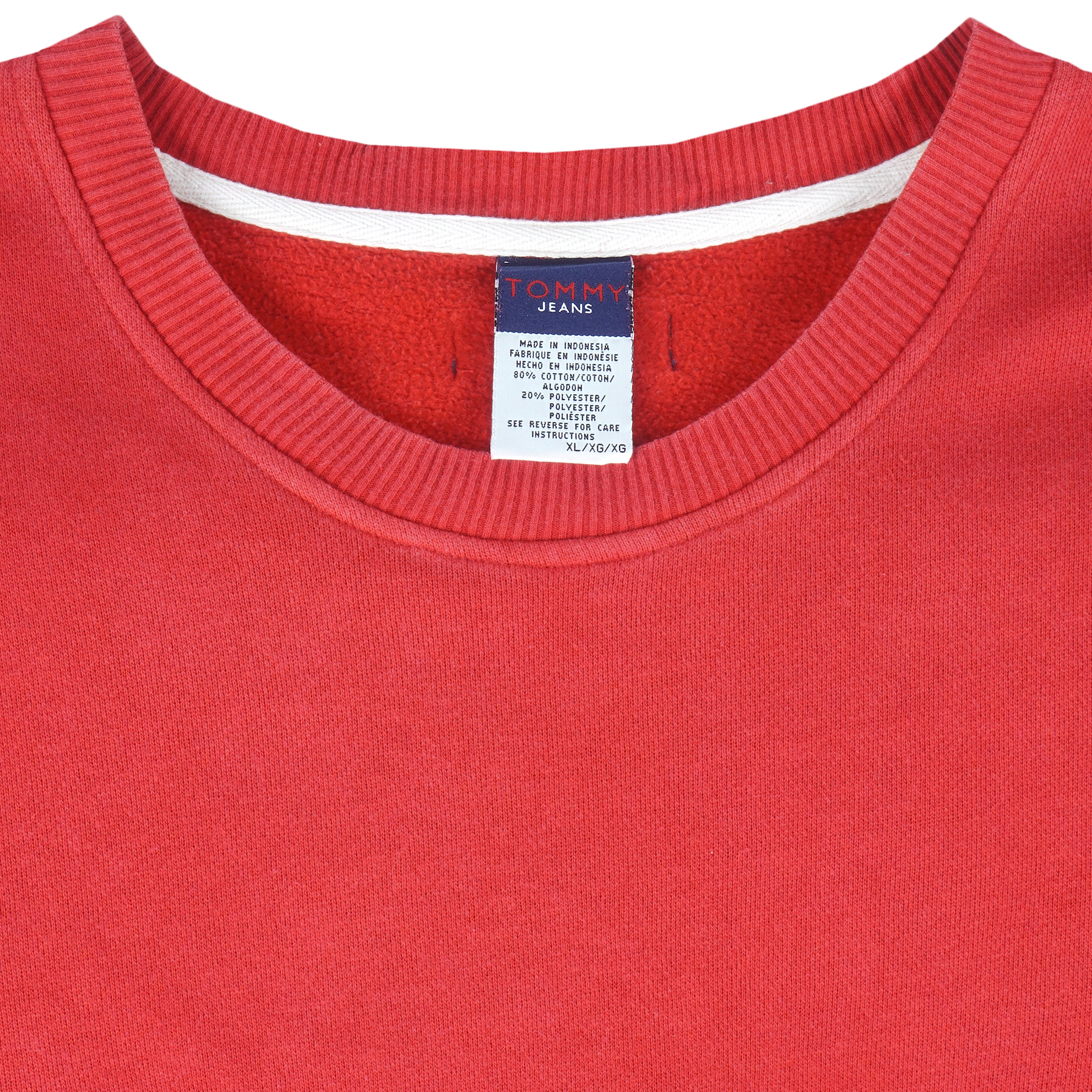 Tommy Hilfiger - Red Embroidered Crew Neck Sweatshirt 1990s X-Large Vintage Retro