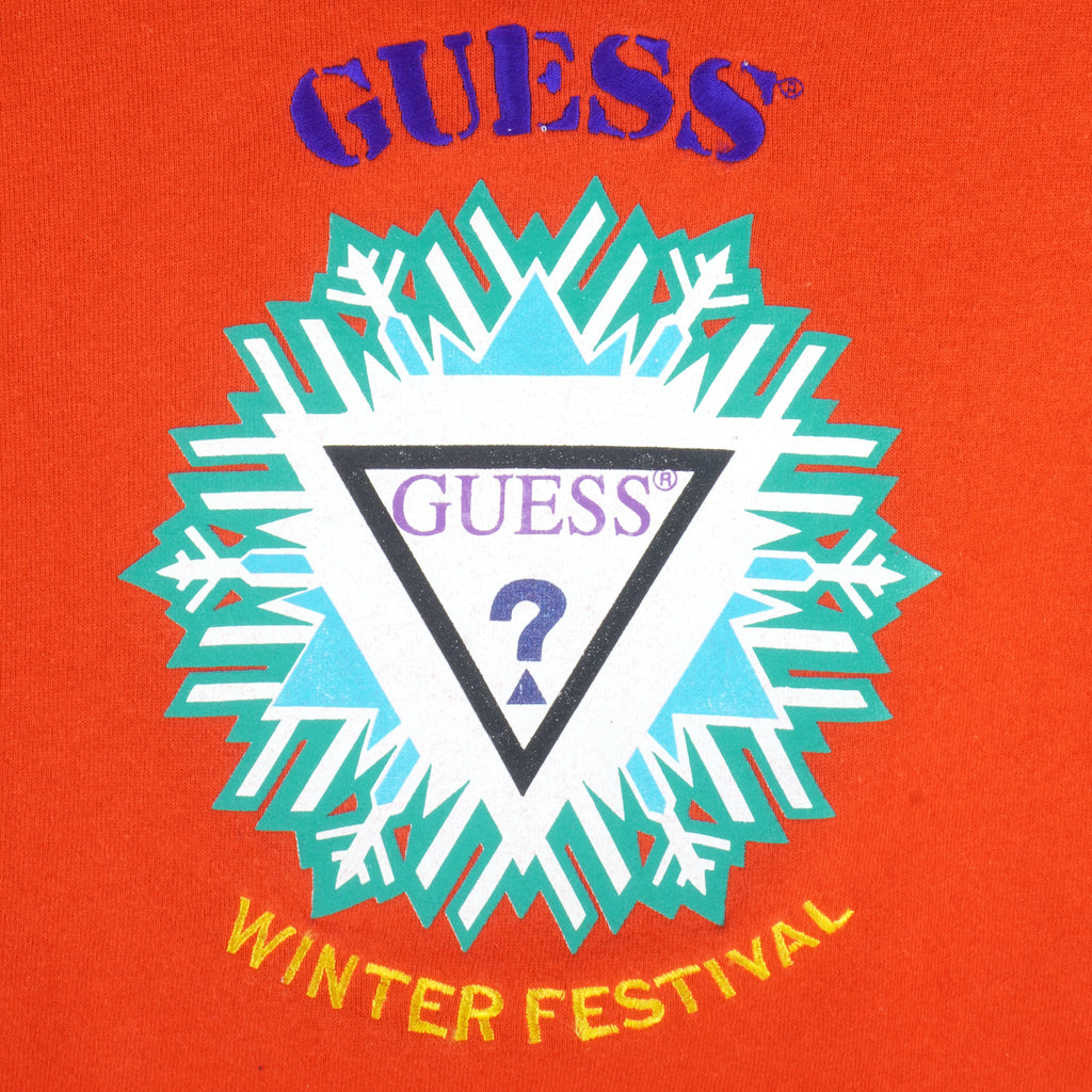 Guess - Winter Festival Crew Neck Sweatshirt 1990s X-Large Vintage Retro