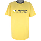 Nautica - Yellow Made In The USA T-Shirt 1990s Large Vintage Retro