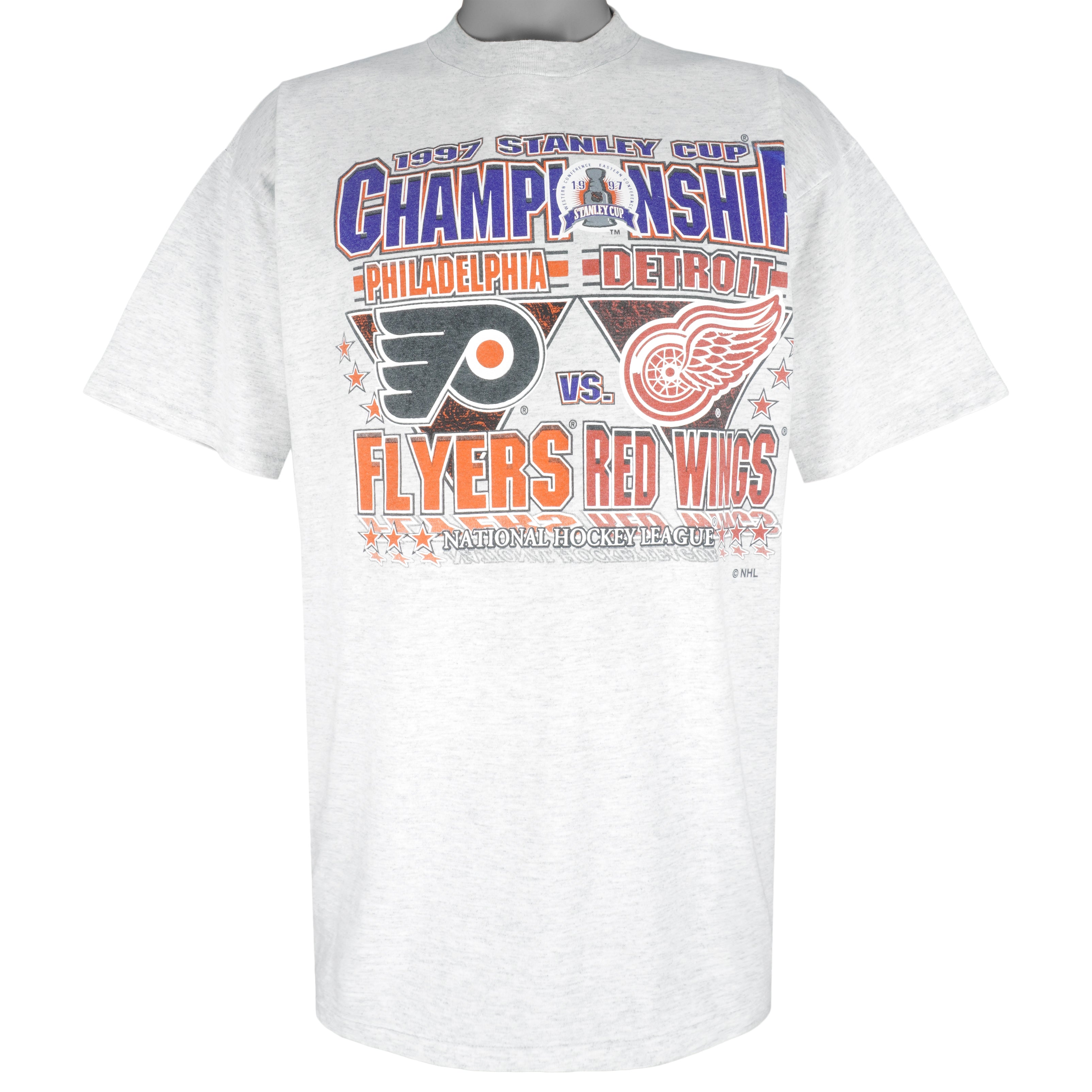 NHL (Logo 7) - Philadelphia Flyers VS Detroit Red Wings T-Shirt 1997 X-Large Vintage Retro Hockey