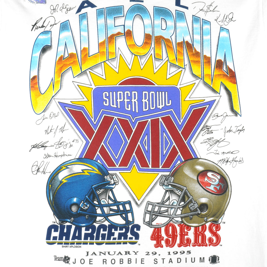 NFL - Super Bowl 29th Chargers VS 49ers T-Shirt 1995 Medium Vintage Retro Football