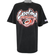 NHL (Logo Athletic) - Carolina Hurricanes Printed T-Shirt 1990s X-Large Vintage Retro