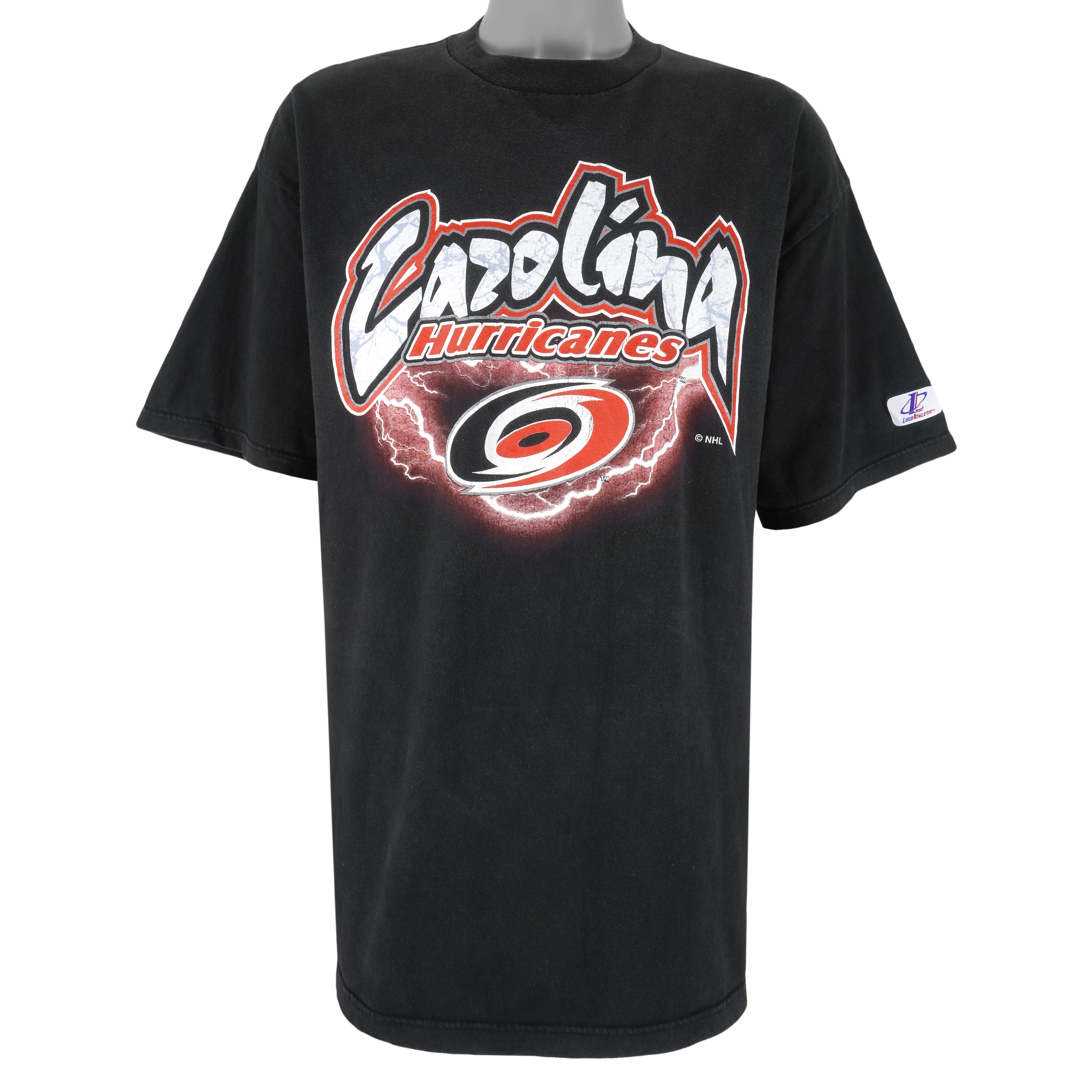 NHL (Logo Athletic) - Carolina Hurricanes Printed T-Shirt 1990s X-Large Vintage Retro