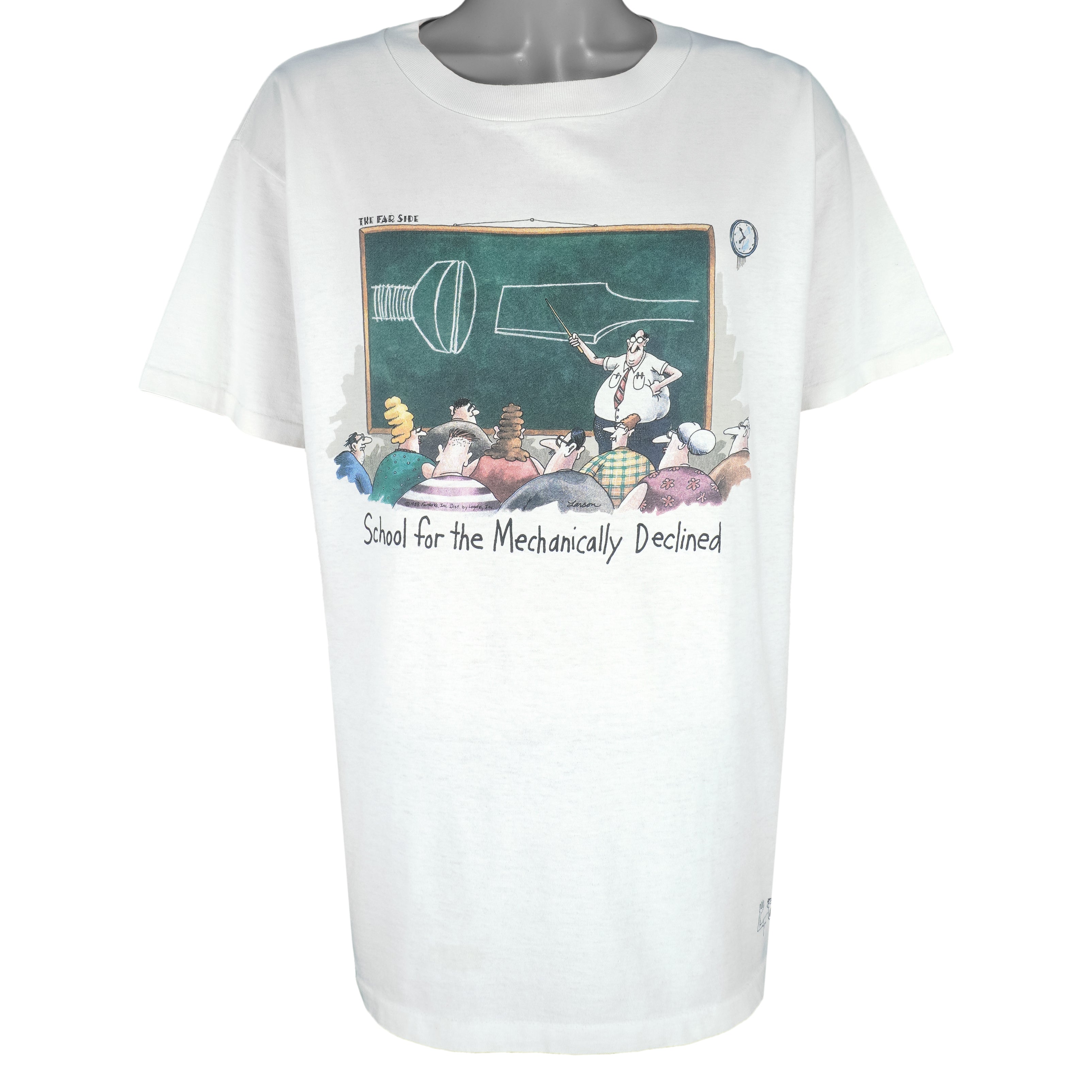 Vintage (The Far Side) - School For Mechanically Declined T-Shirt 1988 X-Large Vintage Retro