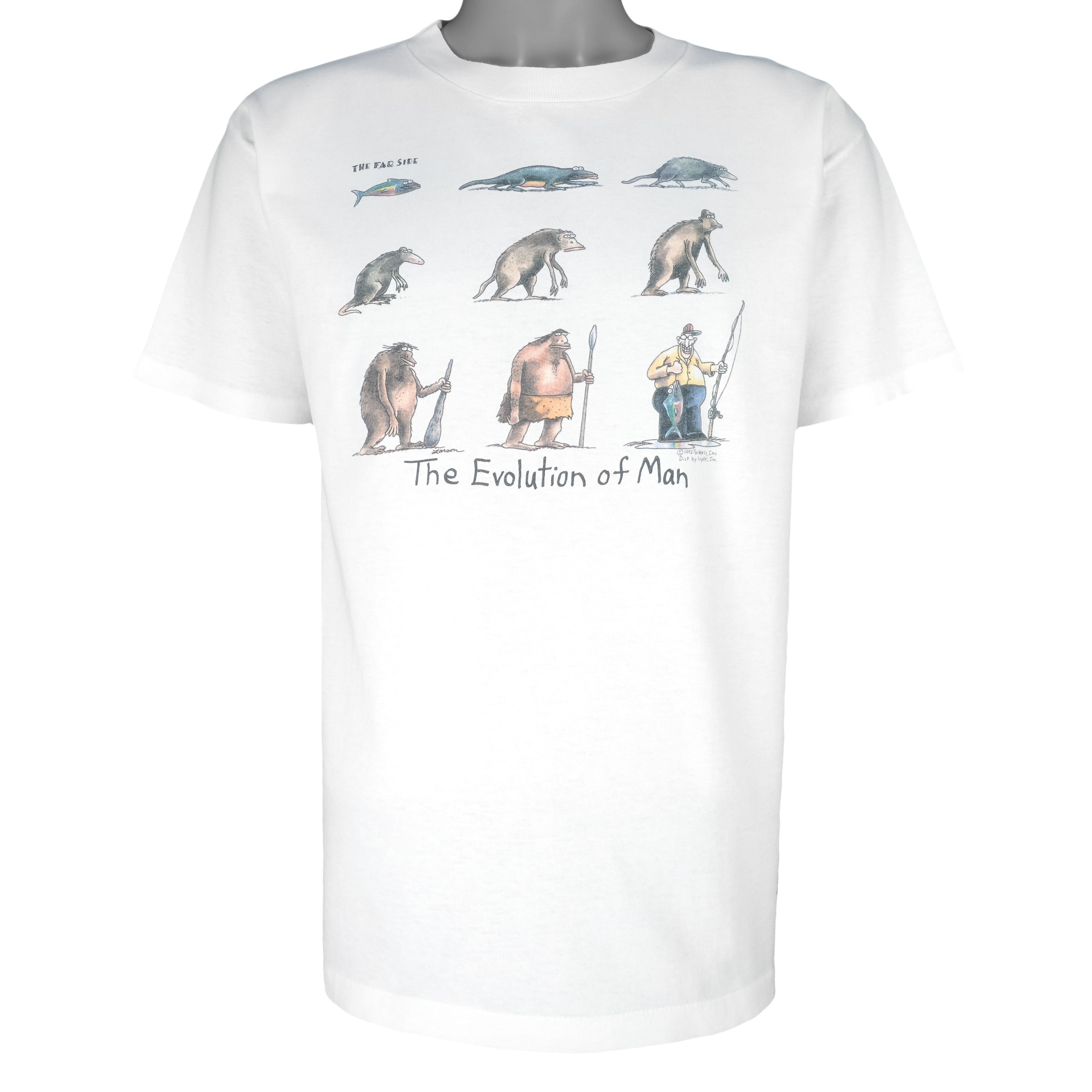 Vintage (The Far Side) - The Evolution Of Man T-Shirt 1992 Large Vintage Retro