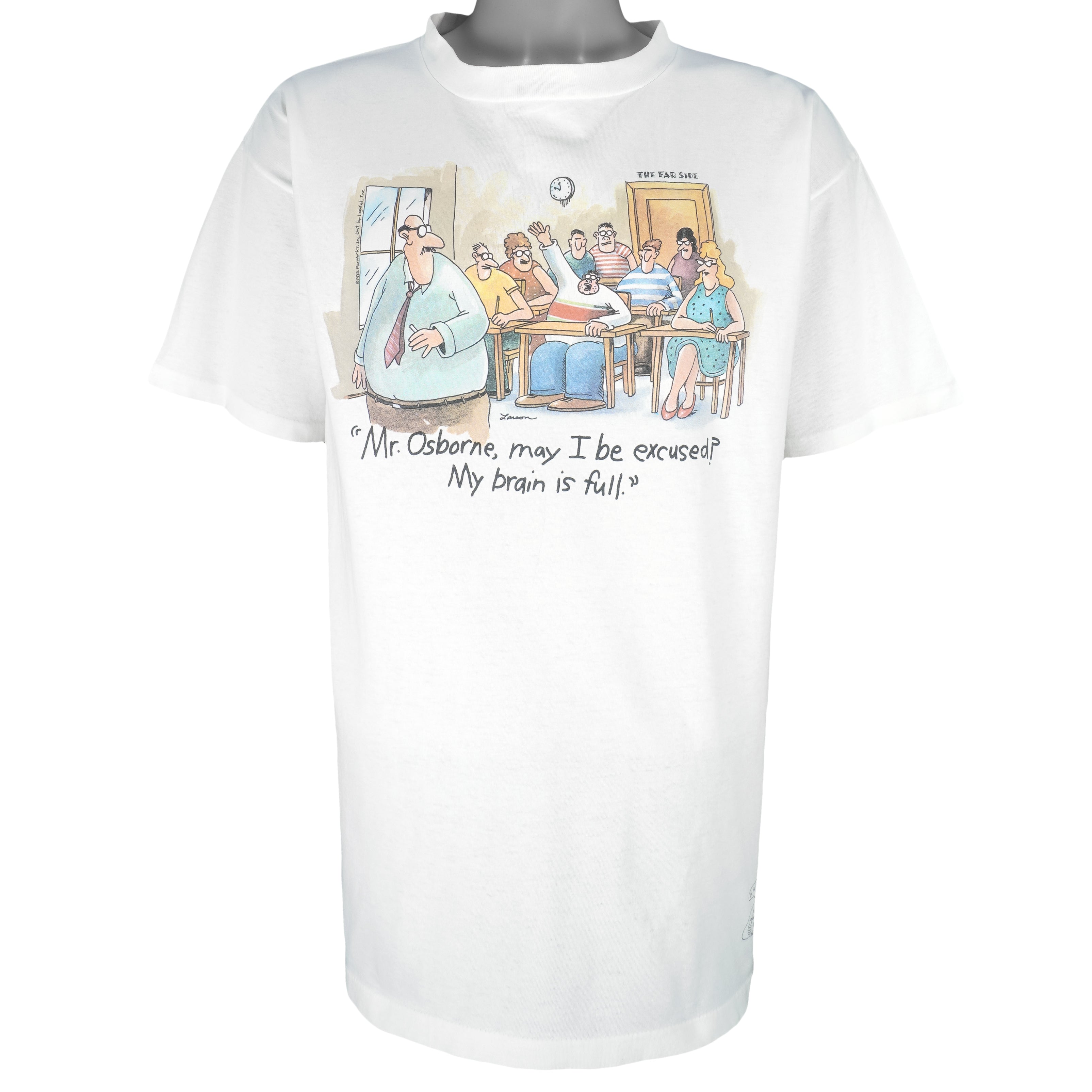 Vintage (The Far Side) - May I Excused My Brain Is Full T-Shirt 1986 X-Large Vintage Retro