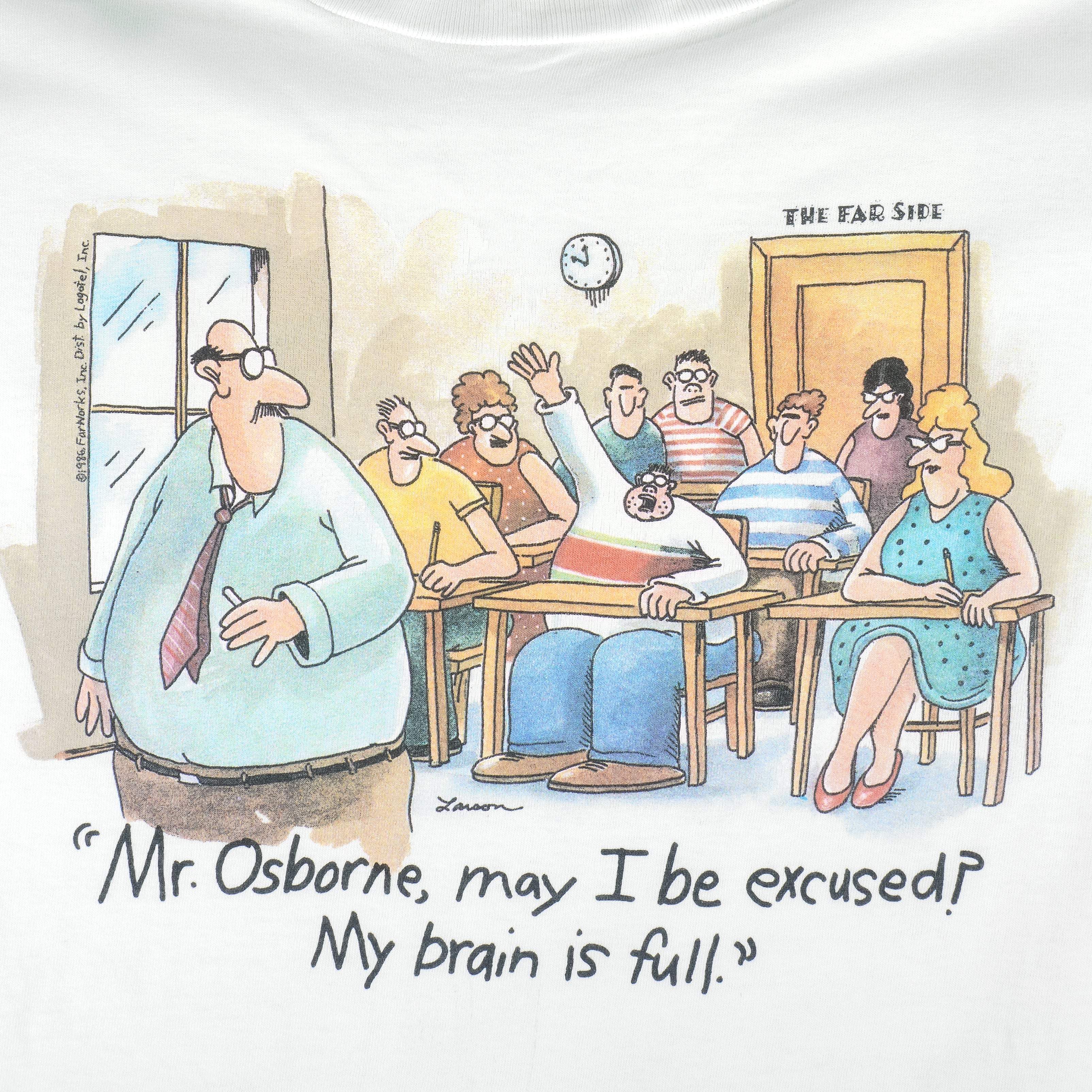 Vintage (The Far Side) - May I Excused My Brain Is Full T-Shirt 1986 X-Large Vintage Retro