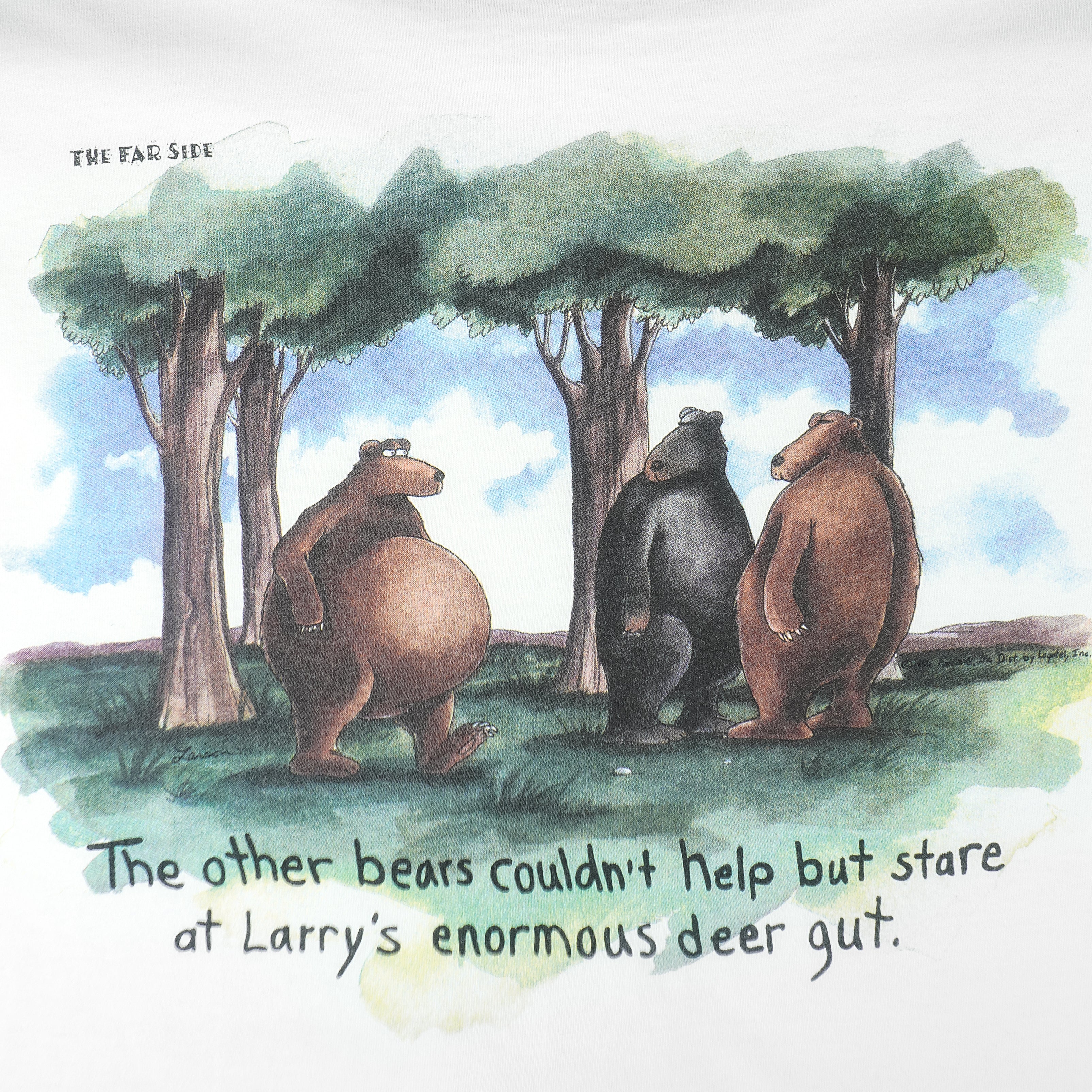 Vintage (The Far Side) - Larrys Enormous Gut T-Shirt 1986 X-Large Vintage Retro