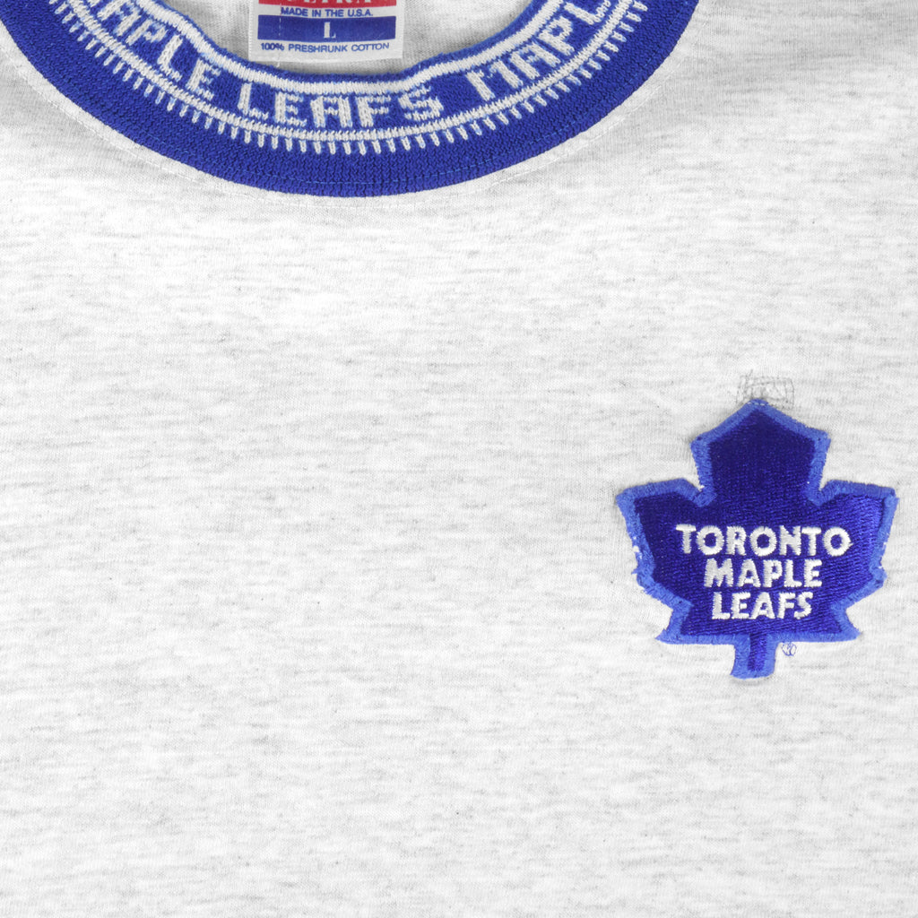 NHL (Trench) - Toronto Maple Leafs T-Shirt 1990s Large Vintage Retro Hockey