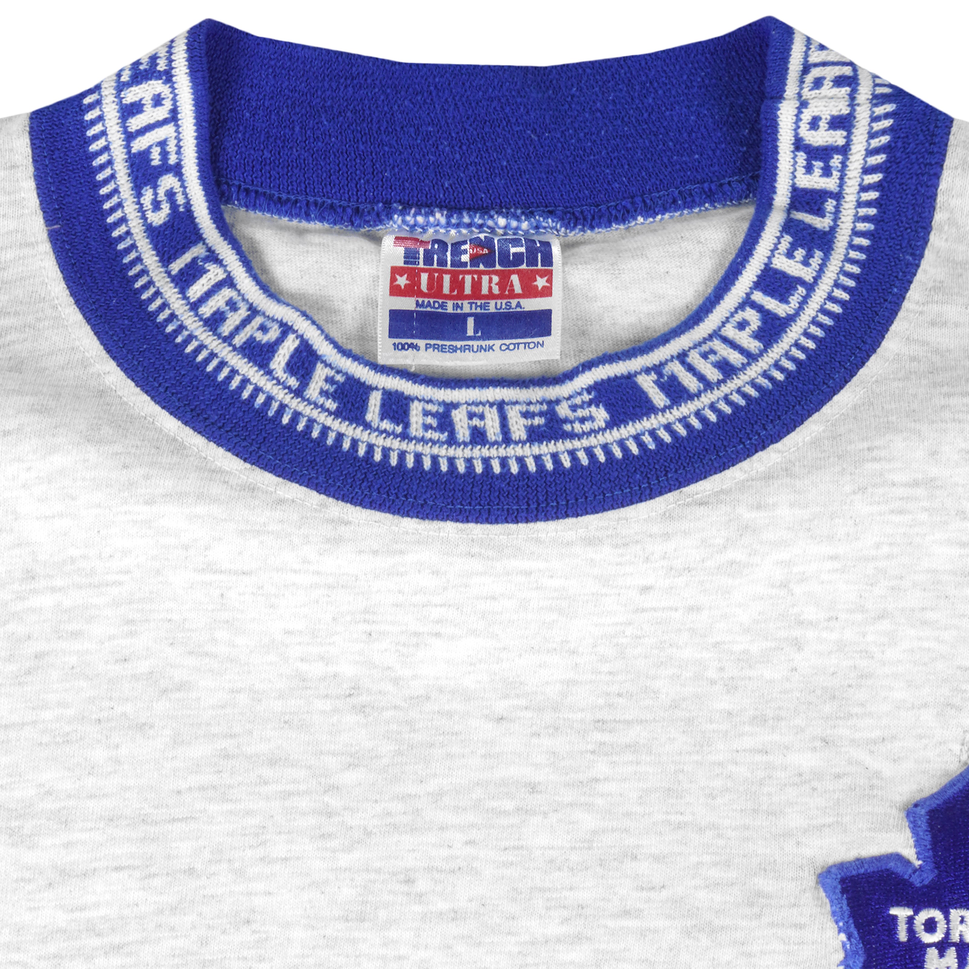 NHL (Trench) - Toronto Maple Leafs T-Shirt 1990s Large Vintage Retro Hockey