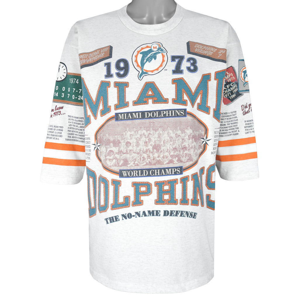 NFL (Long Gone) - Miami Dolphins World Champs T-Shirt 1990s X-Large Vintage Retro Football