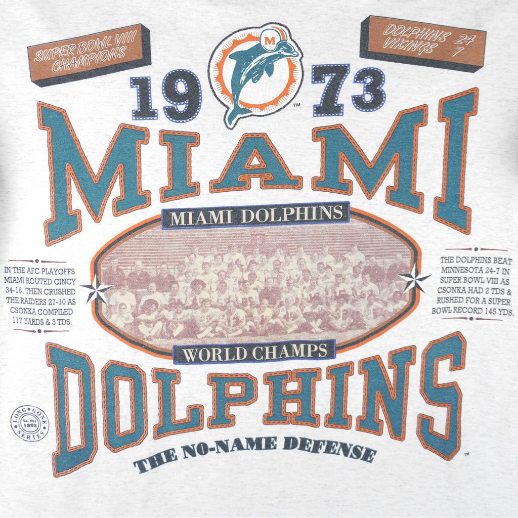 NFL (Long Gone) - Miami Dolphins World Champs T-Shirt 1990s X-Large Vintage Retro Football