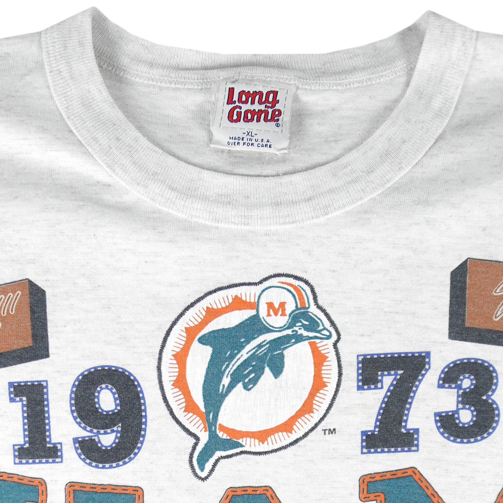 NFL (Long Gone) - Miami Dolphins World Champs T-Shirt 1990s X-Large Vintage Retro Football