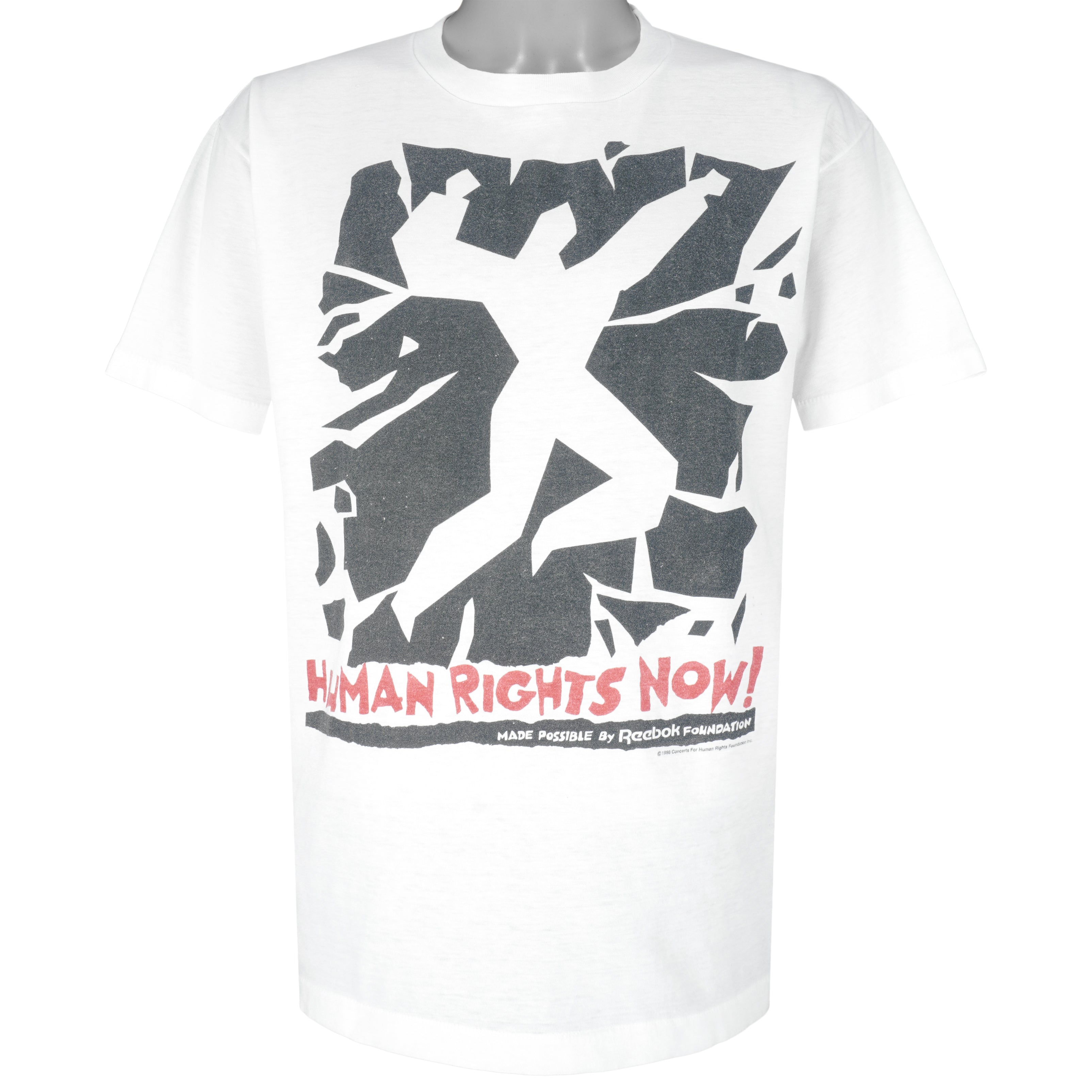Reebok - Human Rights Now T-Shirt 1988 X-Large Vintage Retro