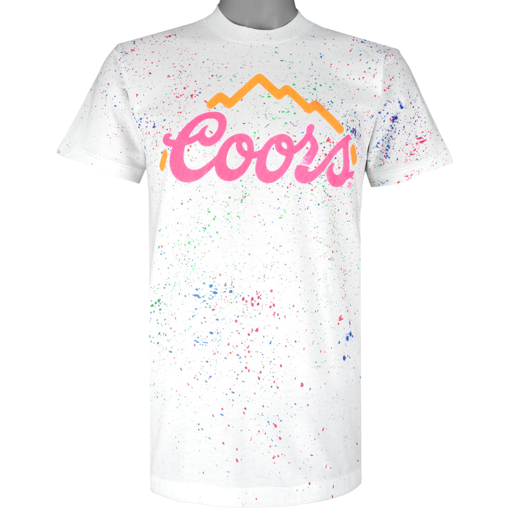 Vintage (Velva Sheer) - White Coors Light T-Shirt 1990s Large Vintage Retro
