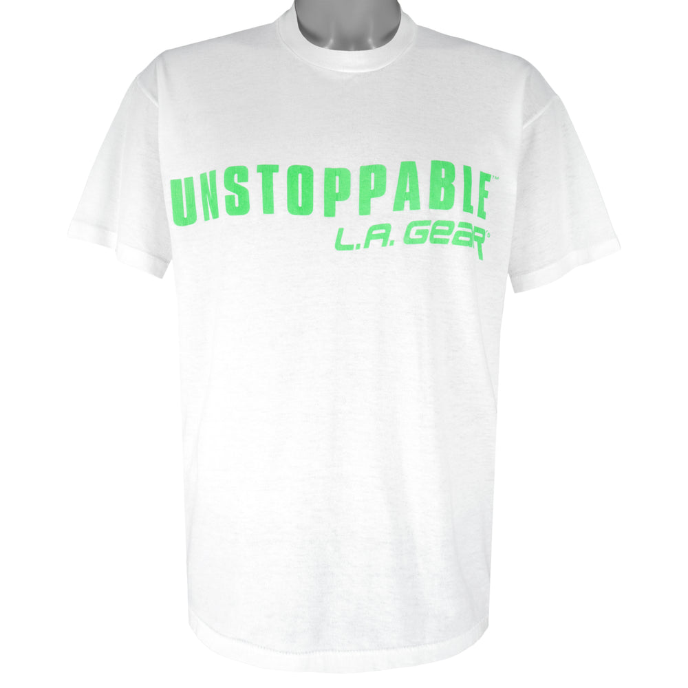 Vintage (L.A Gear) - White Unstoppable T-Shirt 1990s Large Vintage Retro