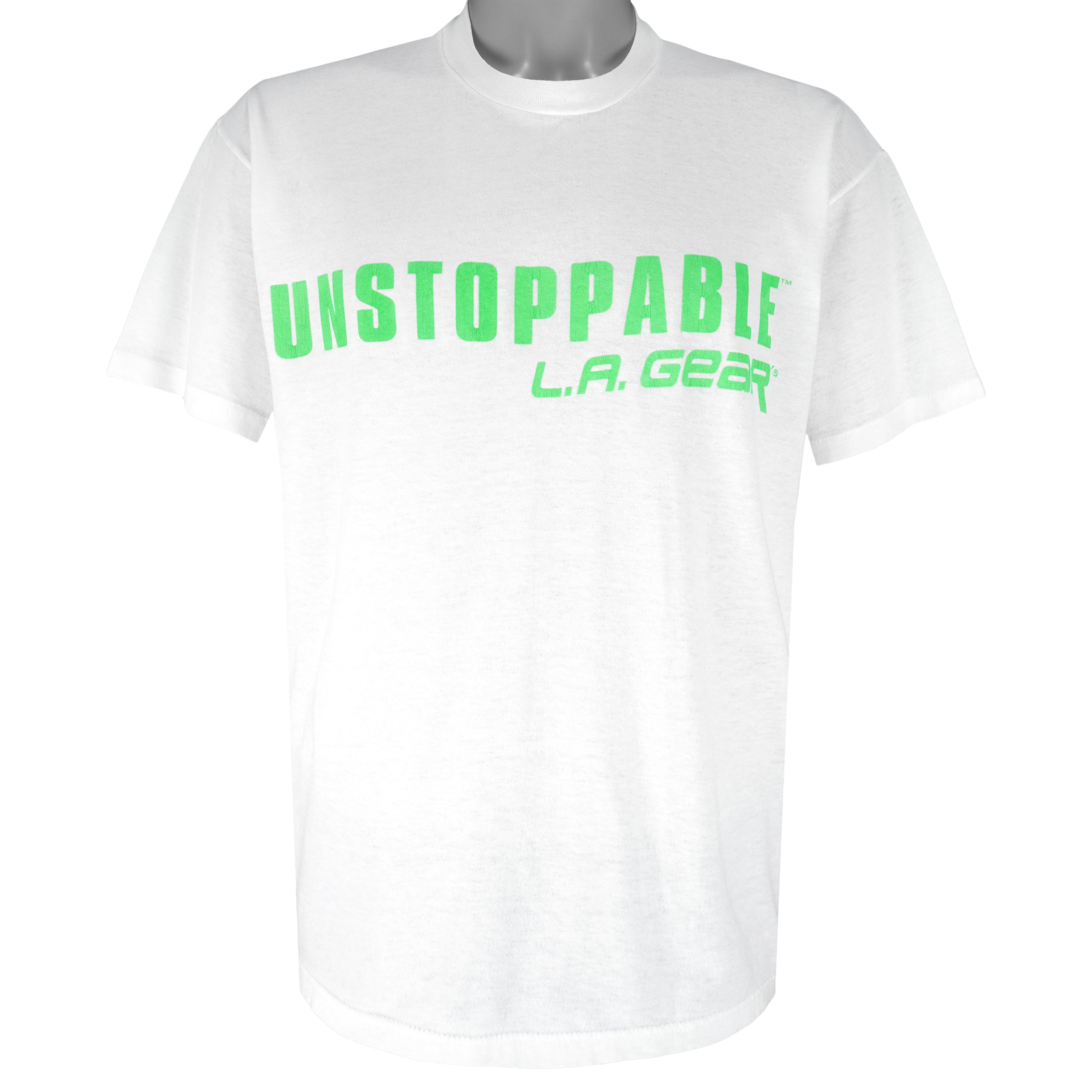 Vintage (L.A Gear) - White Unstoppable T-Shirt 1990s Large Vintage Retro