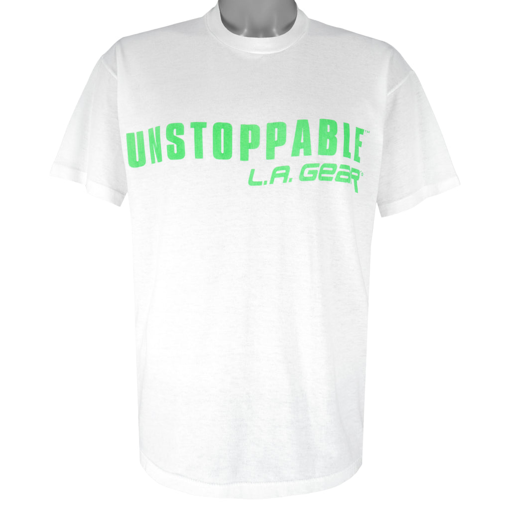 Vintage (L.A Gear) - White Unstoppable T-Shirt 1990s Large Vintage Retro