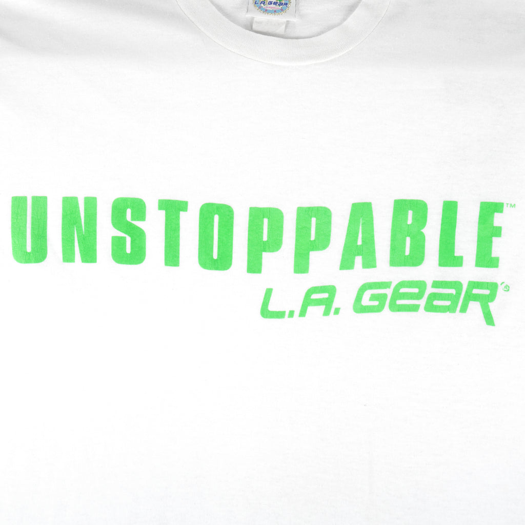 Vintage (L.A Gear) - White Unstoppable T-Shirt 1990s Large Vintage Retro