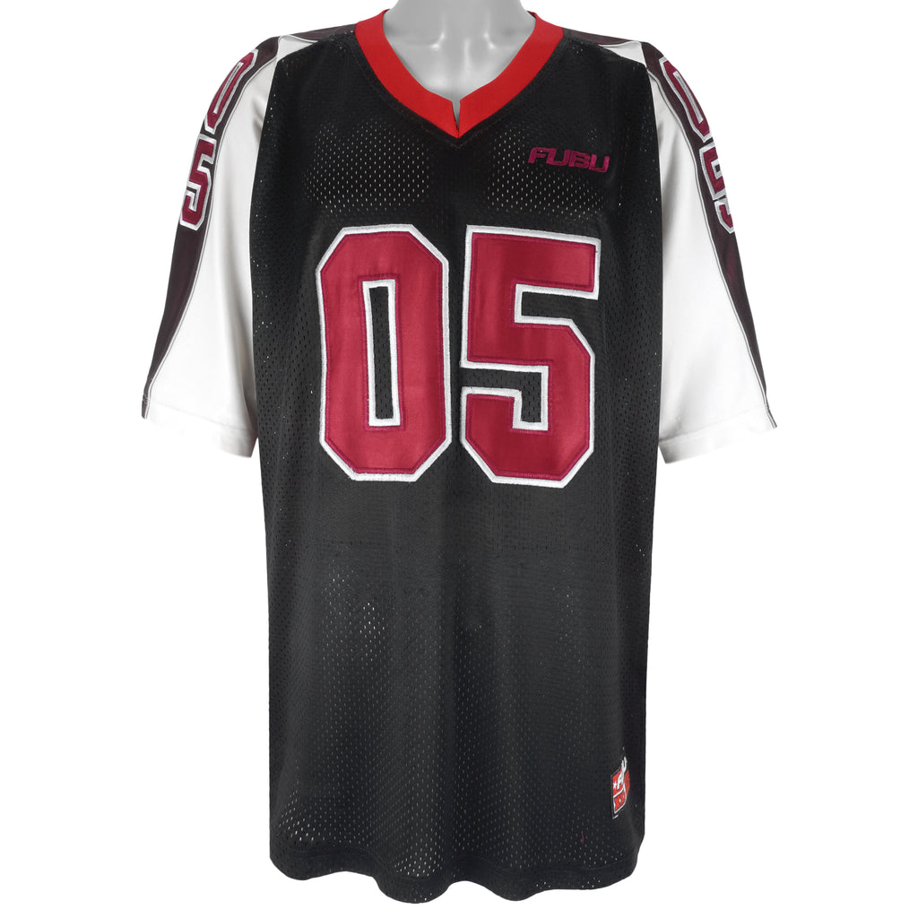 FUBU - Black Sports 05 Embroidered Jersey T-Shirt 1990s X-Large Vintage Retro