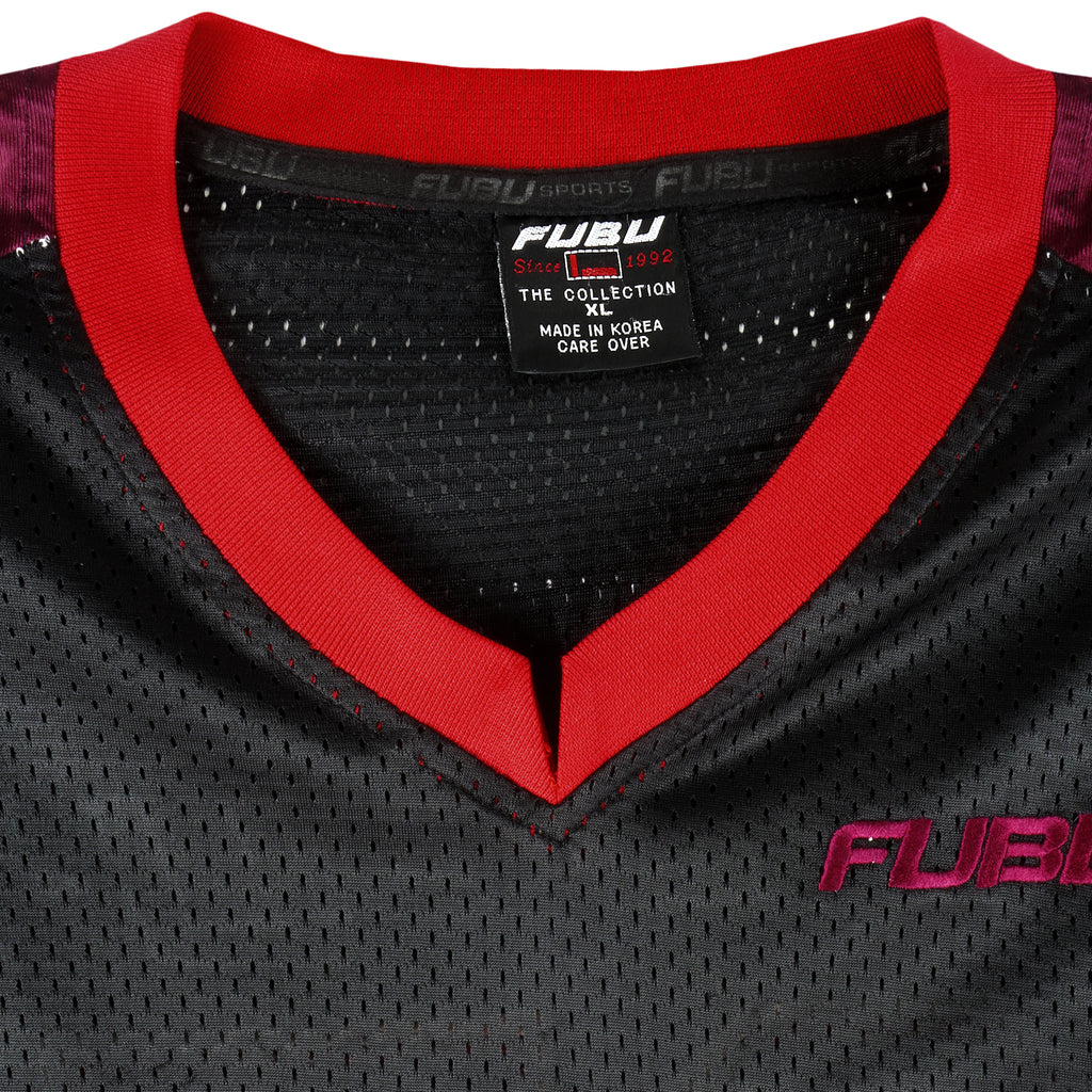 FUBU - Black Sports 05 Embroidered Jersey T-Shirt 1990s X-Large Vintage Retro