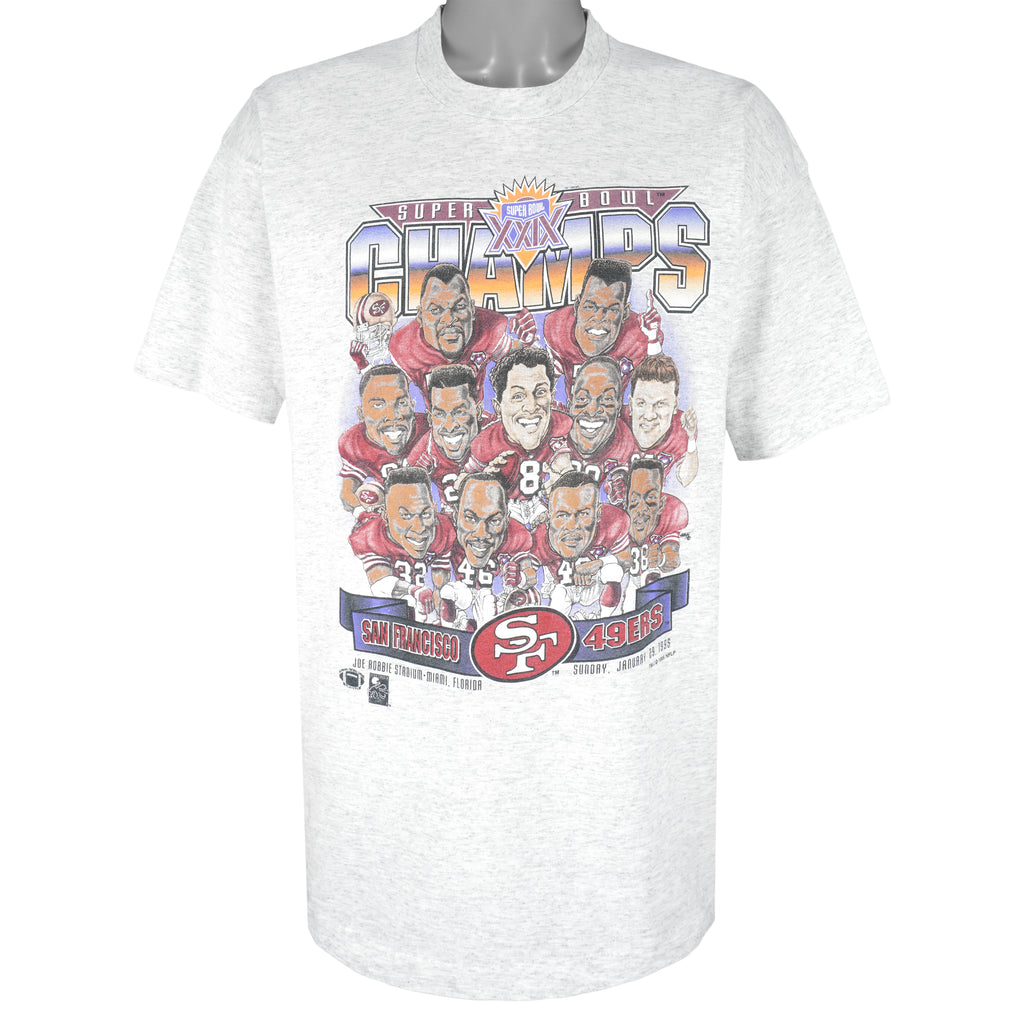 NFL (Salem) - San Francisco 49ers Champs Caricature T-Shirt 1995 X-Large Vintage Retro Football