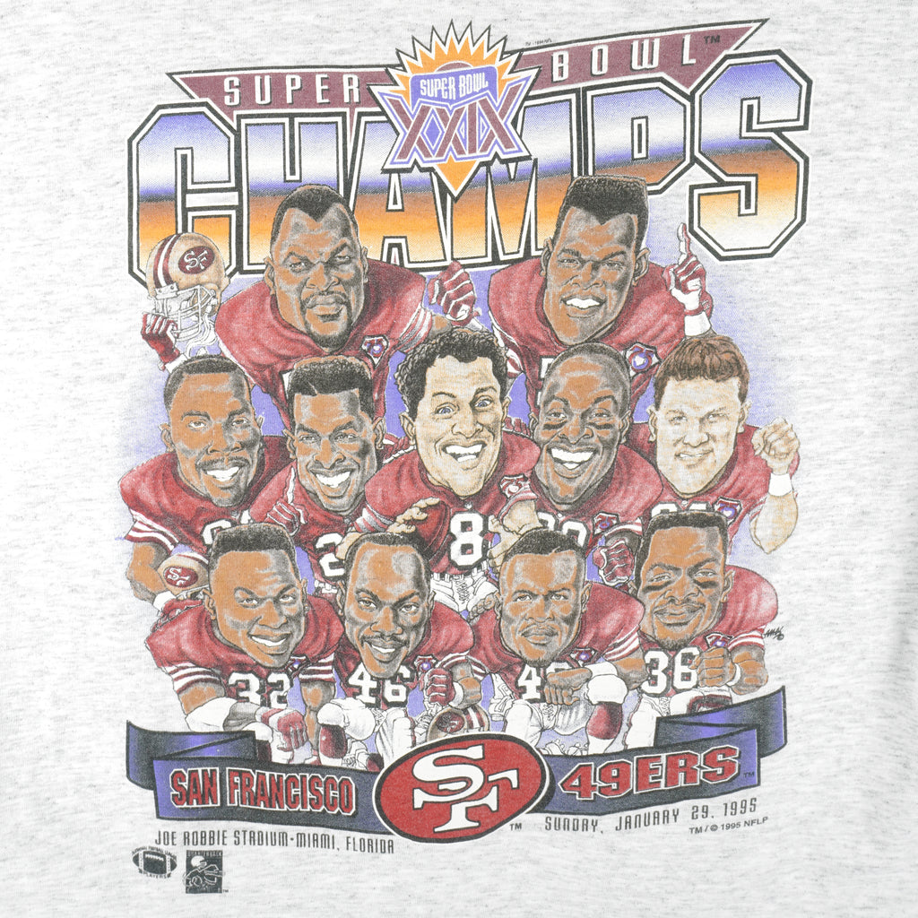 NFL (Salem) - San Francisco 49ers Champs Caricature T-Shirt 1995 X-Large Vintage Retro Football