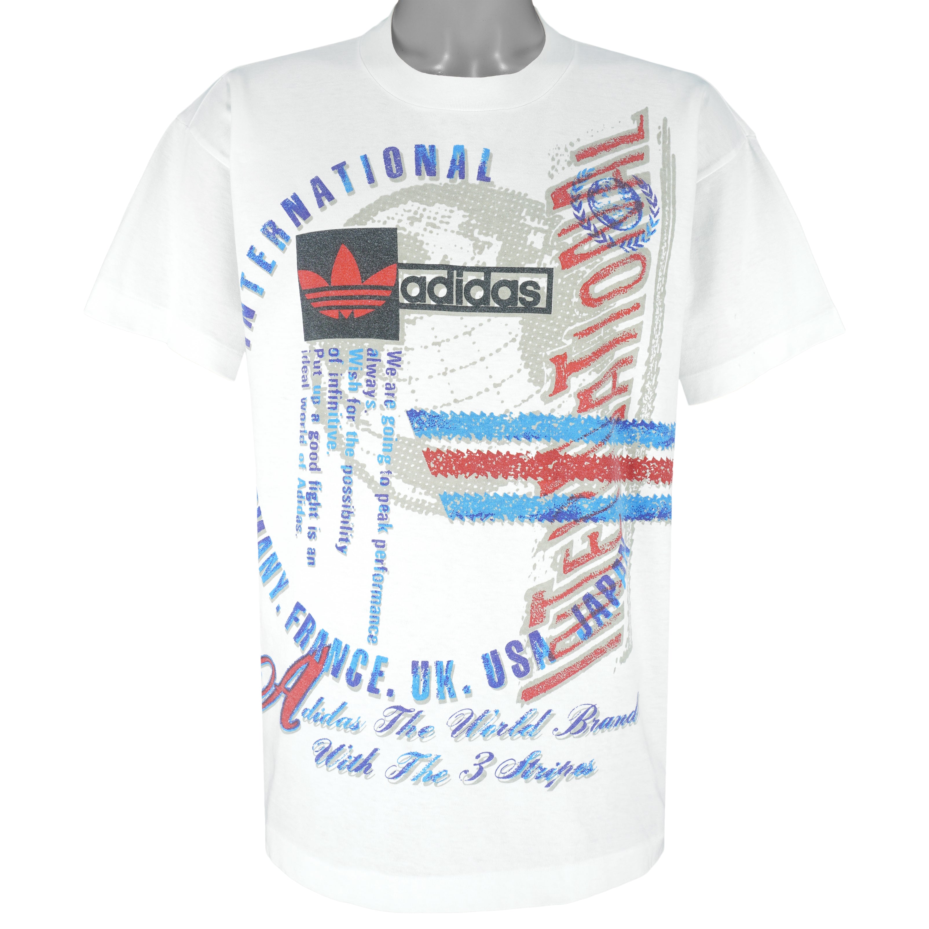 Adidas - International T-Shirt 1990s Large Vintage Retro