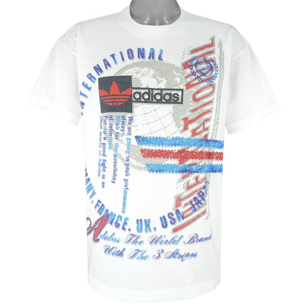 Adidas - International T-Shirt 1990s Large Vintage Retro