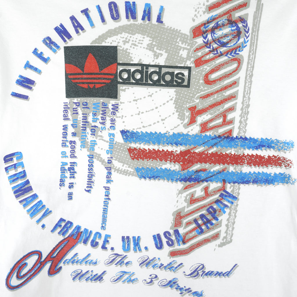 Adidas - International T-Shirt 1990s Large Vintage Retro