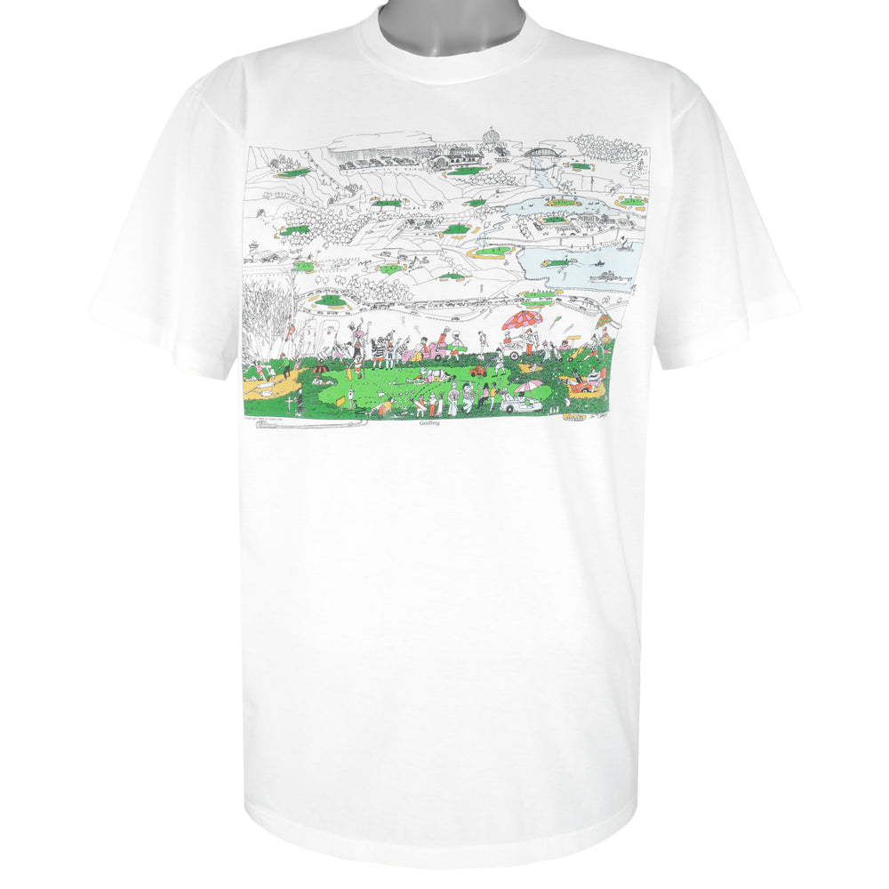 Vintage (Jerzees) - White Golfing T-Shirt 1990s X-Large Vintage Retro