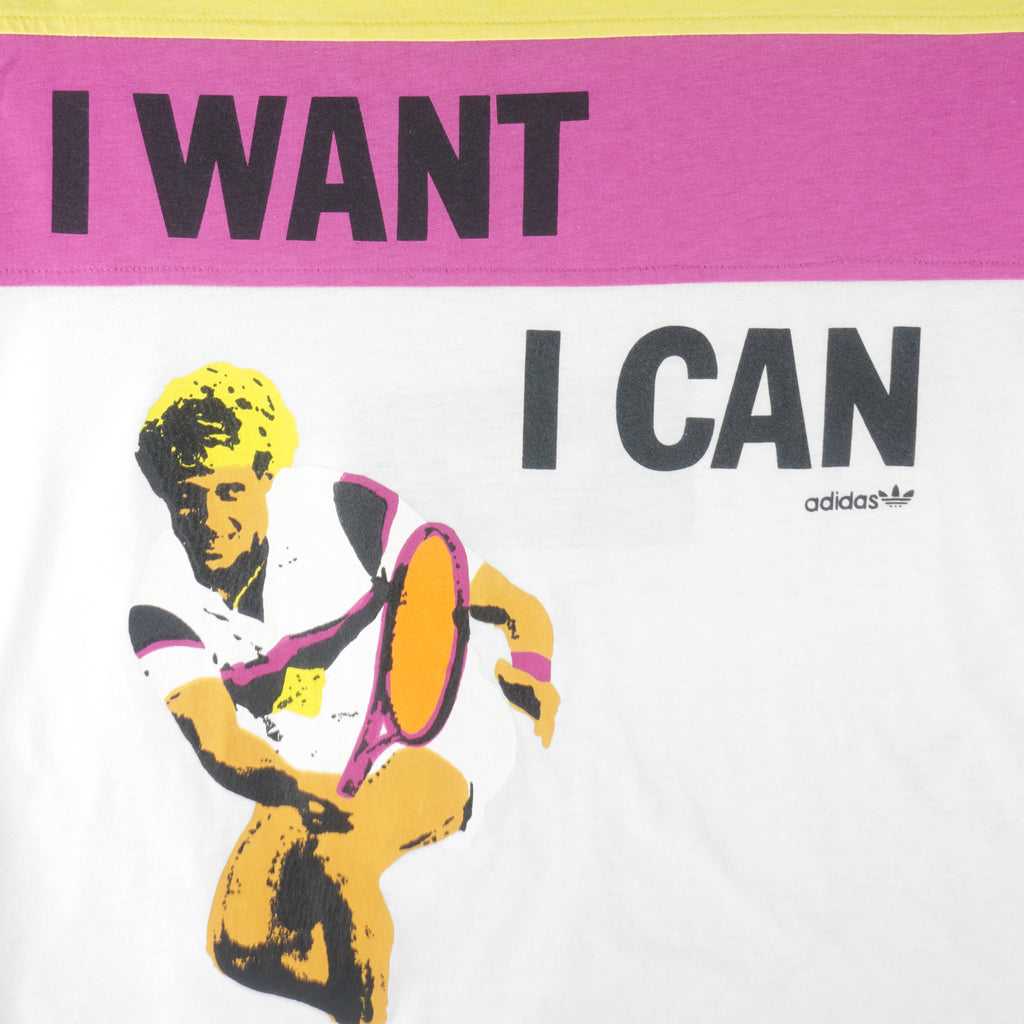 Adidas - I Want I Can T-Shirt 1990s Medium Vintage Retro