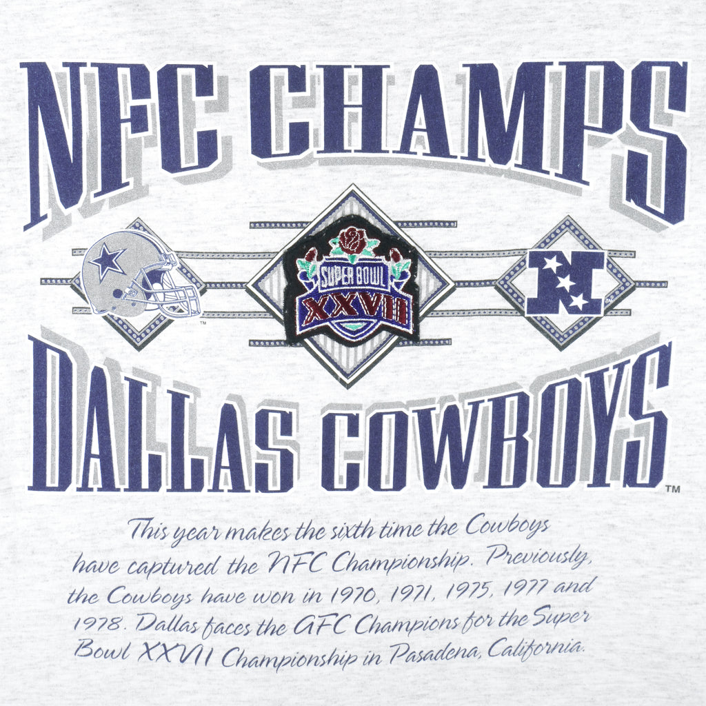 NFL (Nutmeg) - Dallas Cowboys NFC Champions T-Shirt 1990s Large Vintage Retro Football