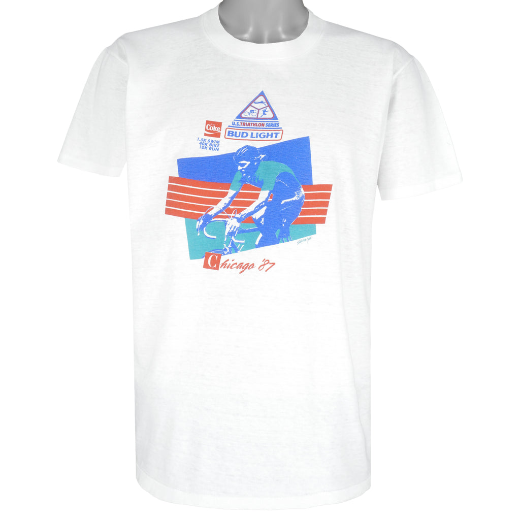 Vintage (Stedman) - U.S. Triathlon Series Bud Light T-Shirt 1990s Large vintage Retro