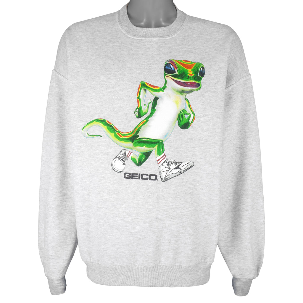 Vintage (Jerzees) - Geico Running Lizard Crew Neck Sweatshirt 1990s X-Large Vintage Retro