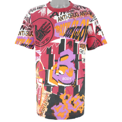 Vintage - Body Glove Anti-Drug All Over Print T-Shirt 1990s Large