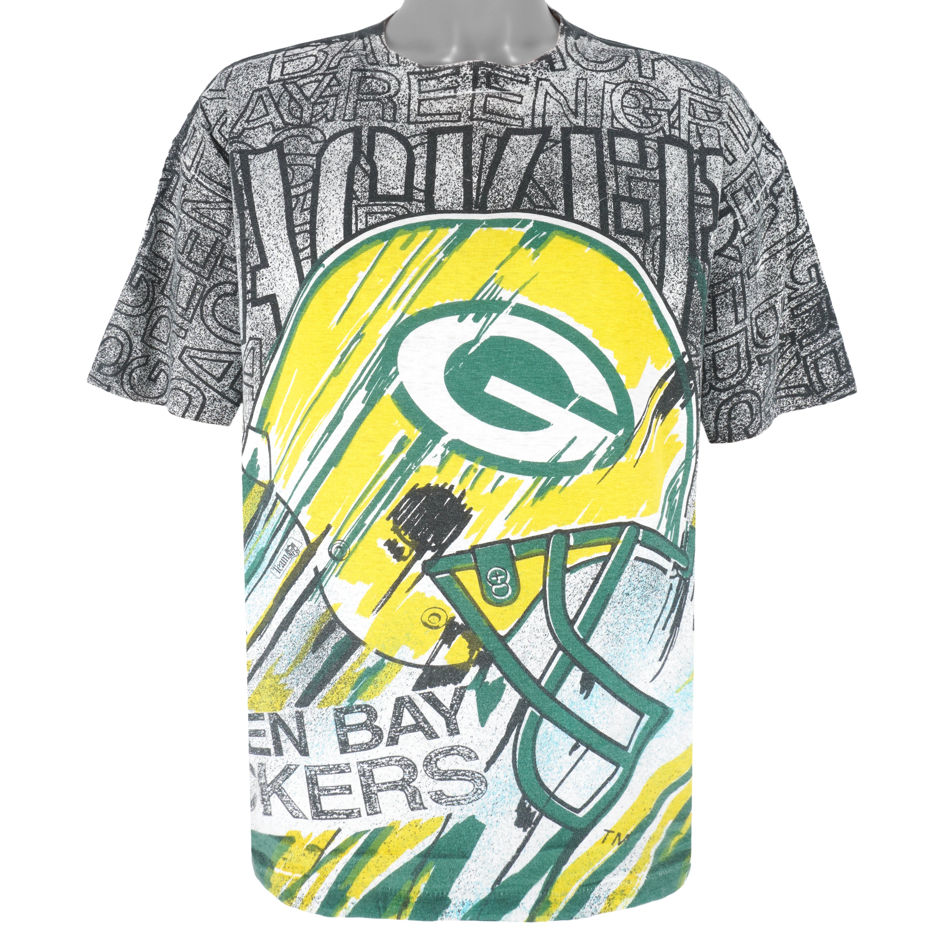 NFL (Magic Johnson T's) - Green Bay Packers All Over Print T-Shirt 1990s X-Large Vintage Retro Football