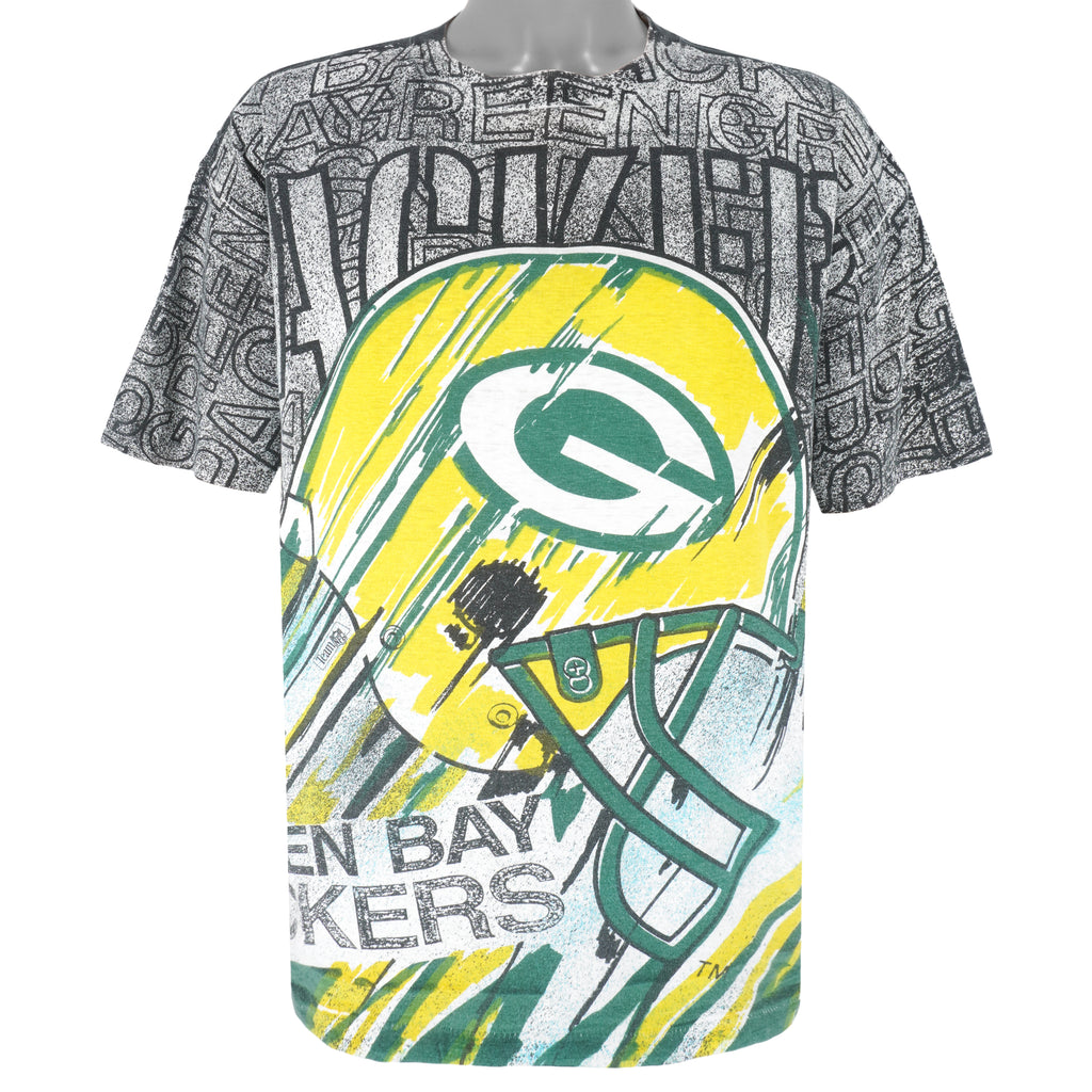 NFL (Magic Johnson T's) - Green Bay Packers All Over Print T-Shirt 1990s X-Large Vintage Retro Football