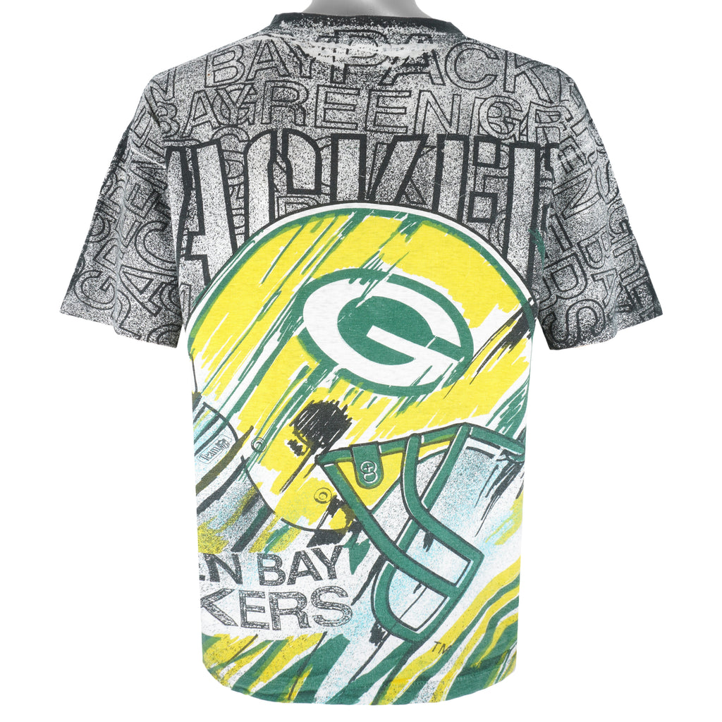 NFL (Magic Johnson T's) - Green Bay Packers All Over Print T-Shirt 1990s X-Large Vintage Retro Football